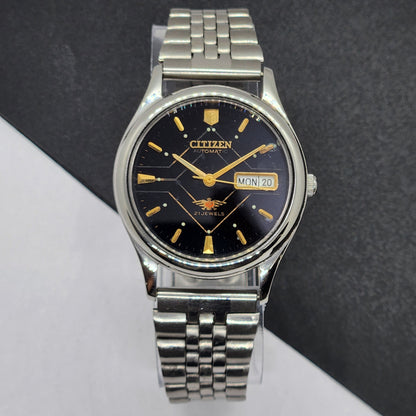 Vintage 1993 Original Citizen Automatic Cal. 8200 Black Face 21 Jewels Day-Date Japanese Men's Wrist Watch EG41