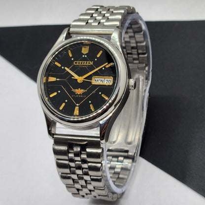 Vintage 1993 Original Citizen Automatic Cal. 8200 Black Face 21 Jewels Day-Date Japanese Men's Wrist Watch EG41
