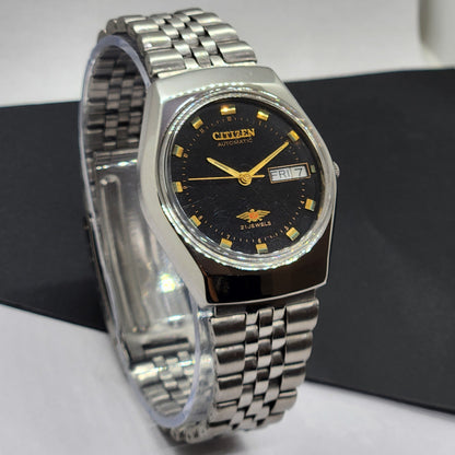 Vintage 1990 Original Citizen Automatic Cal. 8200 Black Face 21 Jewels Day-Date Japanese Men's Wrist Watch EG42