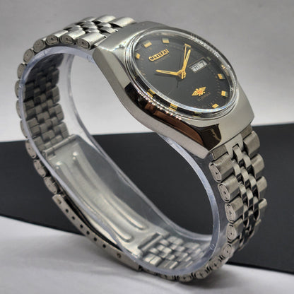 Vintage 1990 Original Citizen Automatic Cal. 8200 Black Face 21 Jewels Day-Date Japanese Men's Wrist Watch EG42
