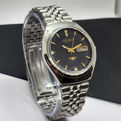 Vintage 1991 Original Citizen Automatic Cal. 8200 Black Face 21 Jewels Day-Date Japanese Men's Wrist Watch EG43