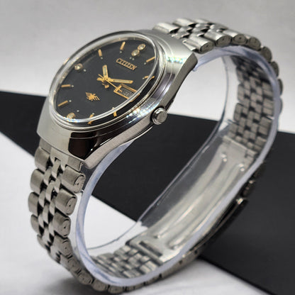 Vintage 1991 Original Citizen Automatic Cal. 8200 Black Face 21 Jewels Day-Date Japanese Men's Wrist Watch EG43