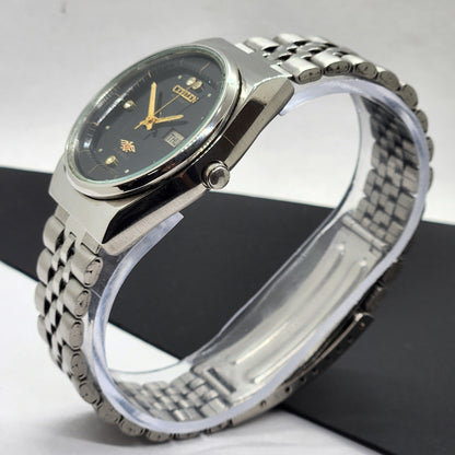 Vintage 1987 Original Citizen Automatic Cal. 8200 Black Face 21 Jewels Day-Date Japanese Men's Wrist Watch EG44