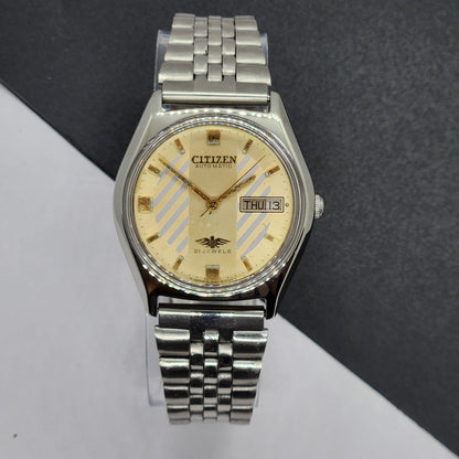 Vintage 1987 Original Citizen Automatic Cal. 8200 Golden Face 21 Jewels Day-Date Japanese Men's Wrist Watch EG45