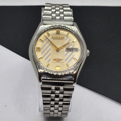 Vintage 1987 Original Citizen Automatic Cal. 8200 Golden Face 21 Jewels Day-Date Japanese Men's Wrist Watch EG45