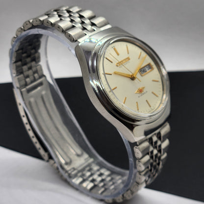 Vintage 1989 Original Citizen Automatic Cal. 8200 Off White Face 21 Jewels Day-Date Japanese Men's Wrist Watch EG51