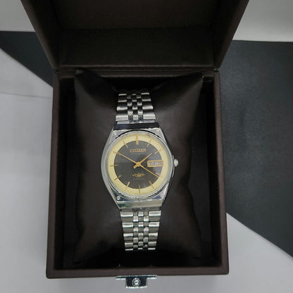 Vintage 1990 Original Citizen Automatic Cal. 8200 Black Face 21 Jewels Day-Date Japanese Men's Wrist Watch EG52