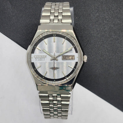 Vintage 1981 Original Citizen Automatic Cal. 8200 Gray Face 21 Jewels Day-Date Japanese Men's Wrist Watch EG53