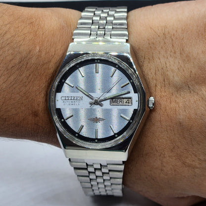 Vintage 1981 Original Citizen Automatic Cal. 8200 Gray Face 21 Jewels Day-Date Japanese Men's Wrist Watch EG53