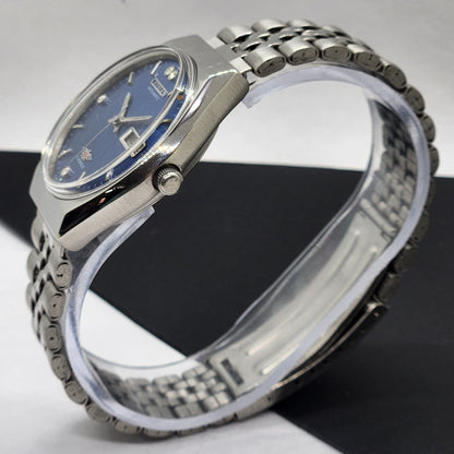 Vintage 1982 Original Citizen Automatic Cal. 8200 Blue Face 21 Jewels Day-Date Japanese Men's Wrist Watch EG54