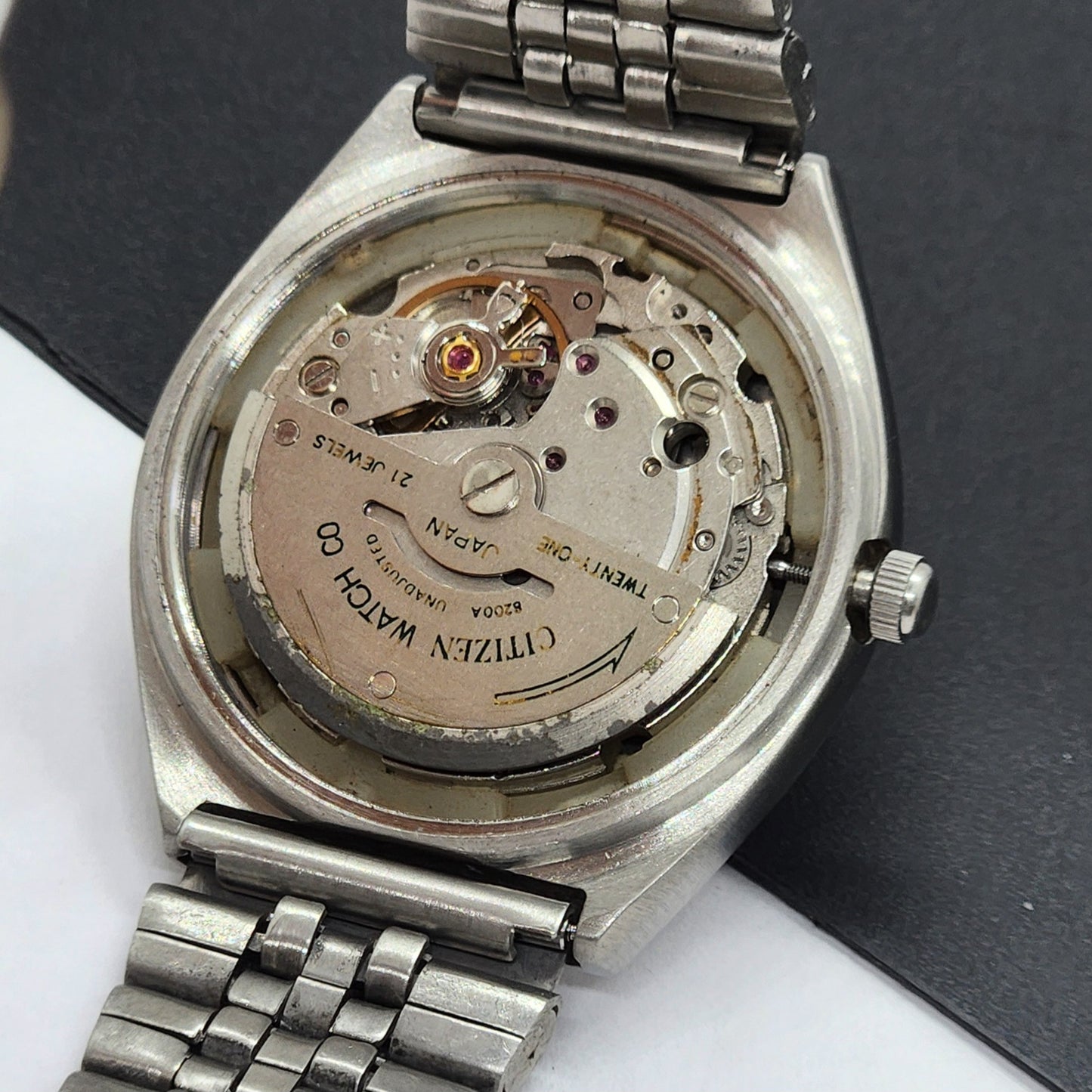 Vintage 1982 Original Citizen Automatic Cal. 8200 Blue Face 21 Jewels Day-Date Japanese Men's Wrist Watch EG54