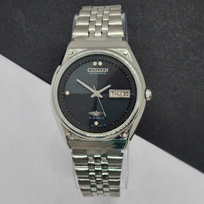 Vintage 1982 Original Citizen Automatic Cal. 8200 Black Face 21 Jewels Day-Date Japanese Men's Wrist Watch EG55