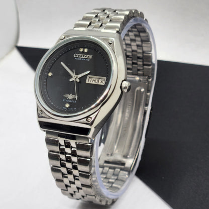 Vintage 1982 Original Citizen Automatic Cal. 8200 Black Face 21 Jewels Day-Date Japanese Men's Wrist Watch EG55