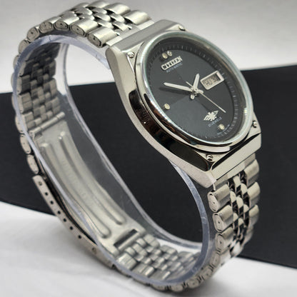 Vintage 1982 Original Citizen Automatic Cal. 8200 Black Face 21 Jewels Day-Date Japanese Men's Wrist Watch EG55
