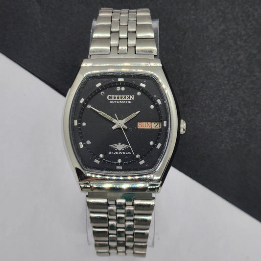 Vintage 1976 Original Citizen Automatic Cal. 8200 Black Face 21 Jewels Day-Date Japanese Men's Wrist Watch EG56