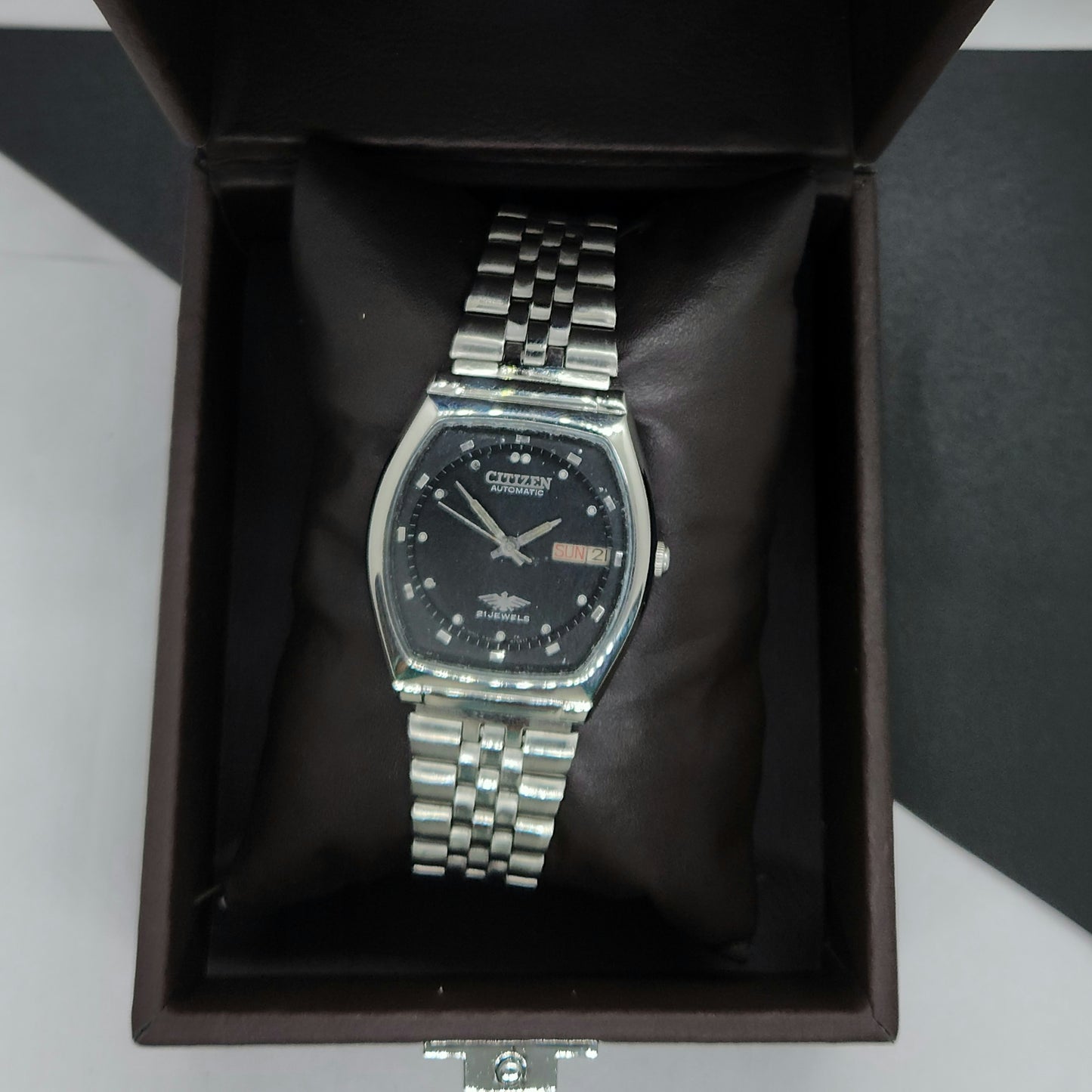 Vintage 1976 Original Citizen Automatic Cal. 8200 Black Face 21 Jewels Day-Date Japanese Men's Wrist Watch EG56