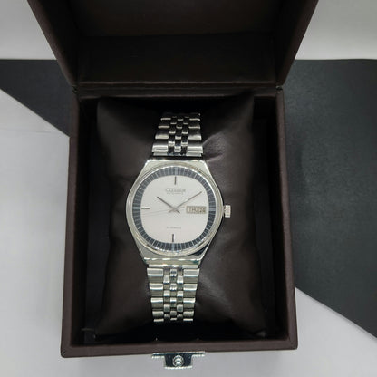 Vintage 1981 Original Citizen Automatic Cal. 8200 White Face 21 Jewels Day-Date Japanese Men's Wrist Watch EG57