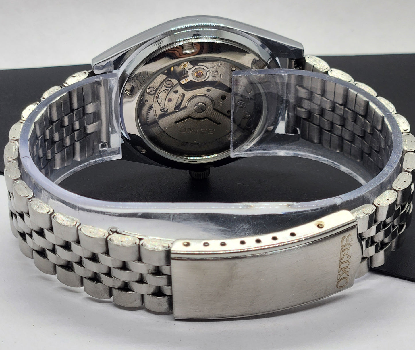 Vintage Mod Seiko 5 Automatic 6309A 17 Jewels Japan Men's Day-Date Green Face Wrist Watch F96