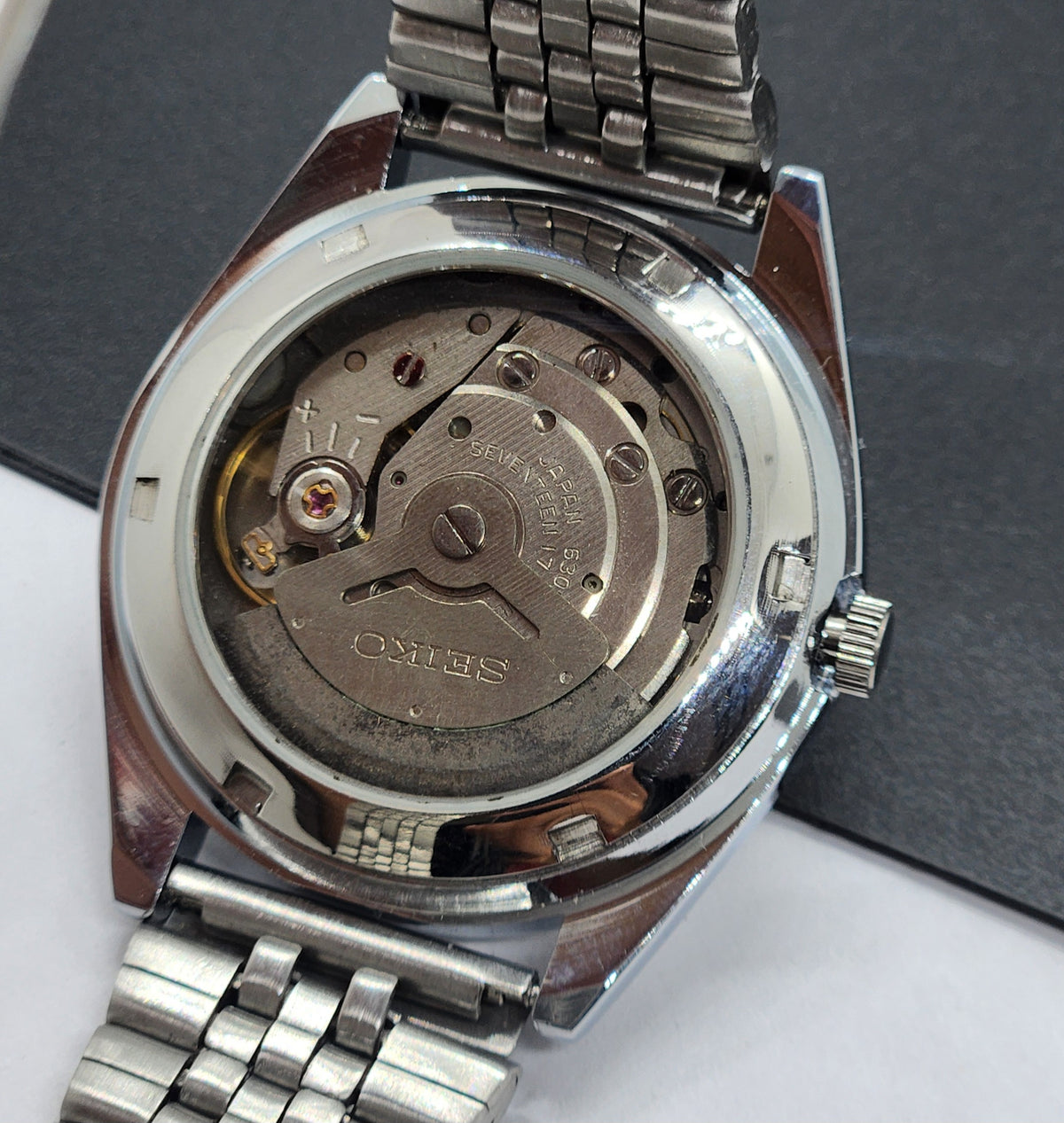Vintage Mod Seiko 5 Automatic 6309A 17 Jewels Japan Men's Day-Date Green Face Wrist Watch F96