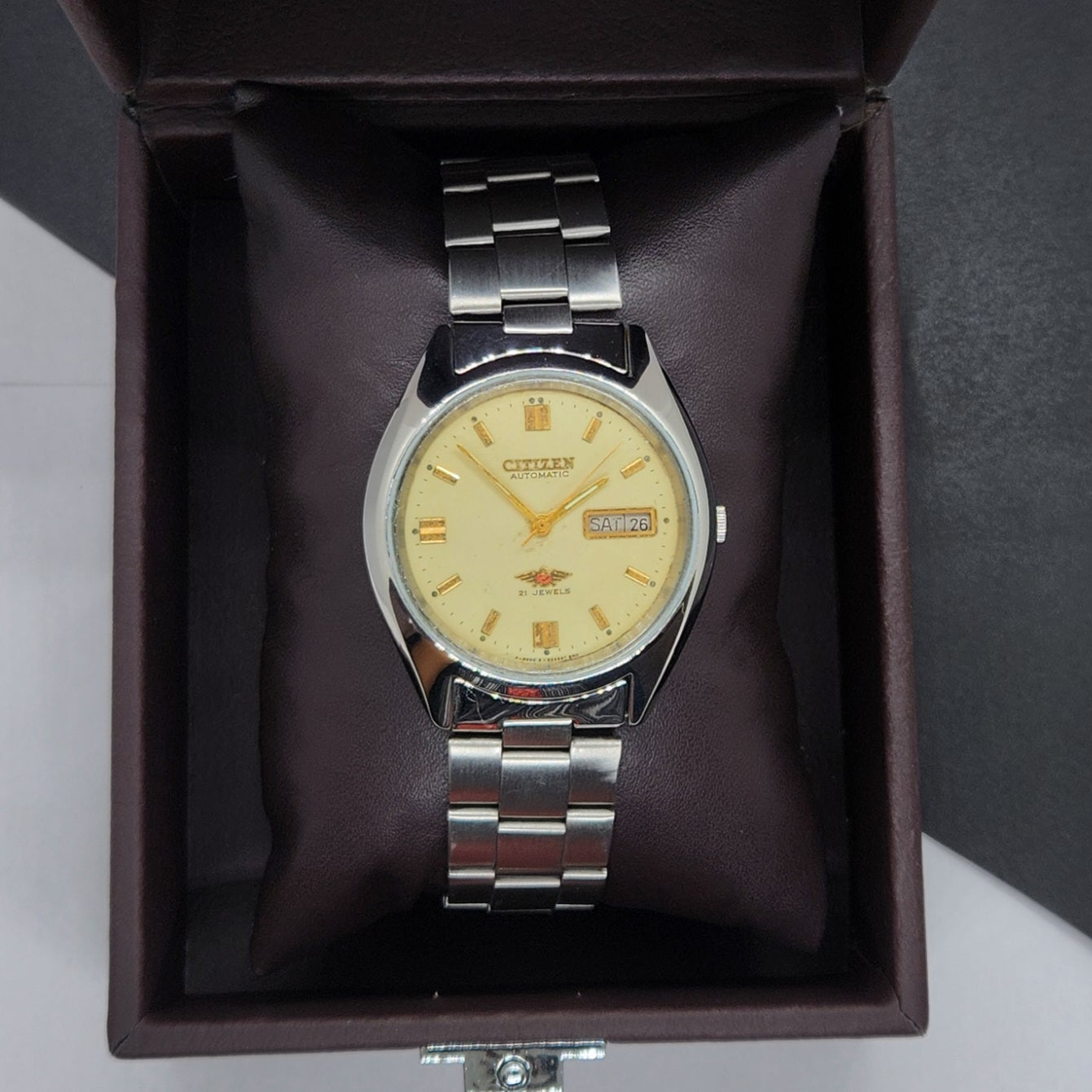 Vintage 1981 Original Citizen Automatic Cal. 8200 Golden Face 21 Jewels Day-Date Japanese Men's Wrist Watch EG58