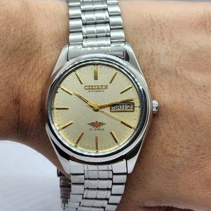 Vintage 1978 Original Citizen Automatic Cal. 8200 Golden Face 21 Jewels Day-Date Japanese Men's Wrist Watch EG59