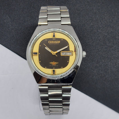 Vintage 1981 Original Citizen Automatic Cal. 8200 Brown Face 21 Jewels Day-Date Japanese Men's Wrist Watch EG64