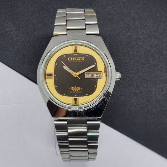 Vintage 1981 Original Citizen Automatic Cal. 8200 Brown Face 21 Jewels Day-Date Japanese Men's Wrist Watch EG64