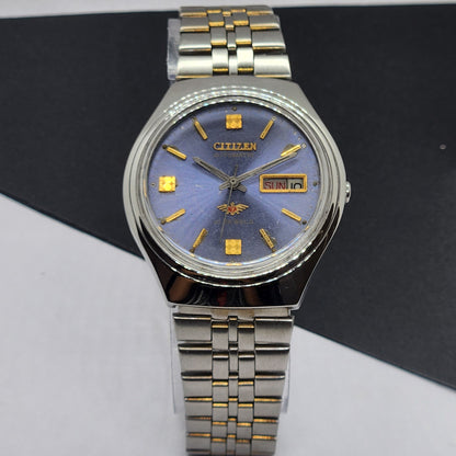 Vintage 1976 Original Citizen Automatic Cal. 8200 Blue Face 21 Jewels Day-Date Japanese Men's Wrist Watch EG65
