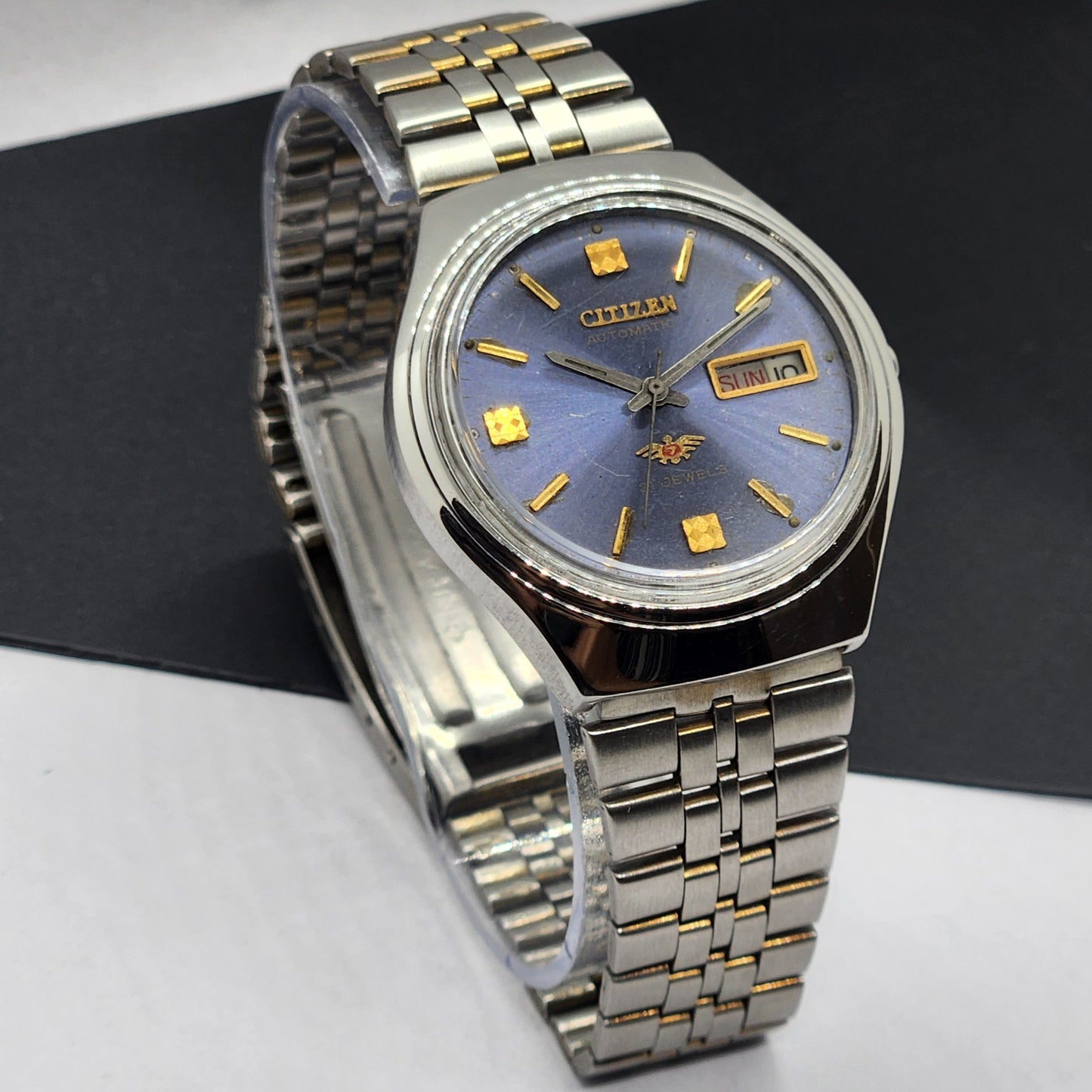 Vintage 1976 Original Citizen Automatic Cal. 8200 Blue Face 21 Jewels Day-Date Japanese Men's Wrist Watch EG65