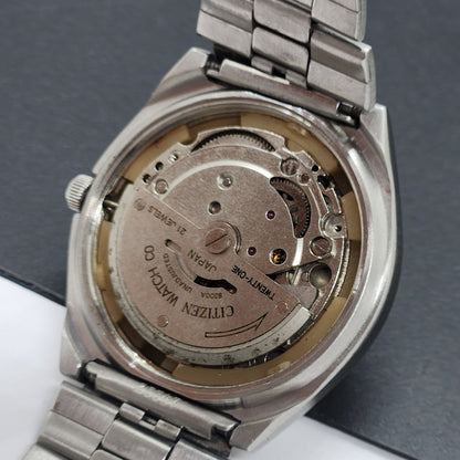 Vintage 1981 Original Citizen Automatic Cal. 8200 Blue Face 21 Jewels Day-Date Japanese Men's Wrist Watch EG66