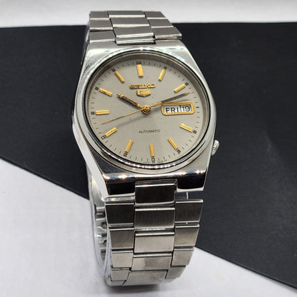 Vintage 1979 Original Seiko 5 Automatic 6309-9350 Gray Face 17 Jewels Day-Date Japanese Men's Wrist Watch EG71