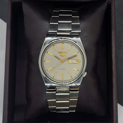 Vintage 1979 Original Seiko 5 Automatic 6309-9350 Gray Face 17 Jewels Day-Date Japanese Men's Wrist Watch EG71
