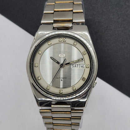 Vintage 1979 Original Seiko 5 Automatic 6309-8340 Silver Face 17 Jewels Day-Date Japanese Men's Wrist Watch EG68