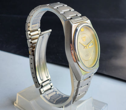 Vintage 1997 Original Seiko 5 Automatic 7S26-8760 Grey Face 21 Jewels Day-Date Japanese Men's Wrist Watch EG82