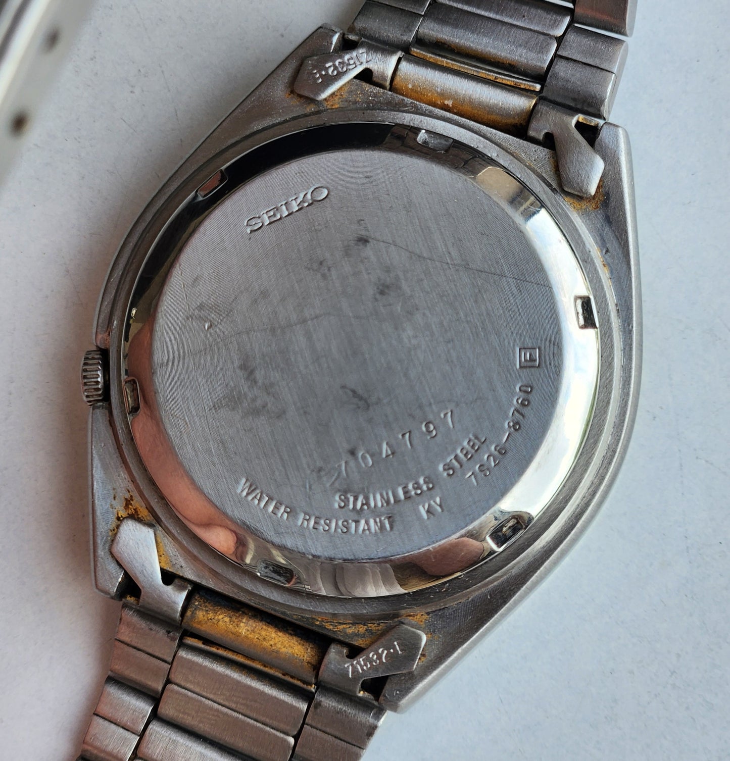 Vintage 1997 Original Seiko 5 Automatic 7S26-8760 Grey Face 21 Jewels Day-Date Japanese Men's Wrist Watch EG82