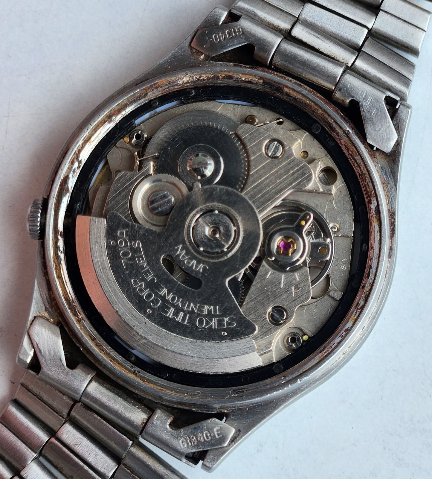 Vintage 1971 Original Seiko 5 Automatic 7019-8180 Golden Face 21 Jewels Day-Date Japanese Men's Wrist Watch EG89