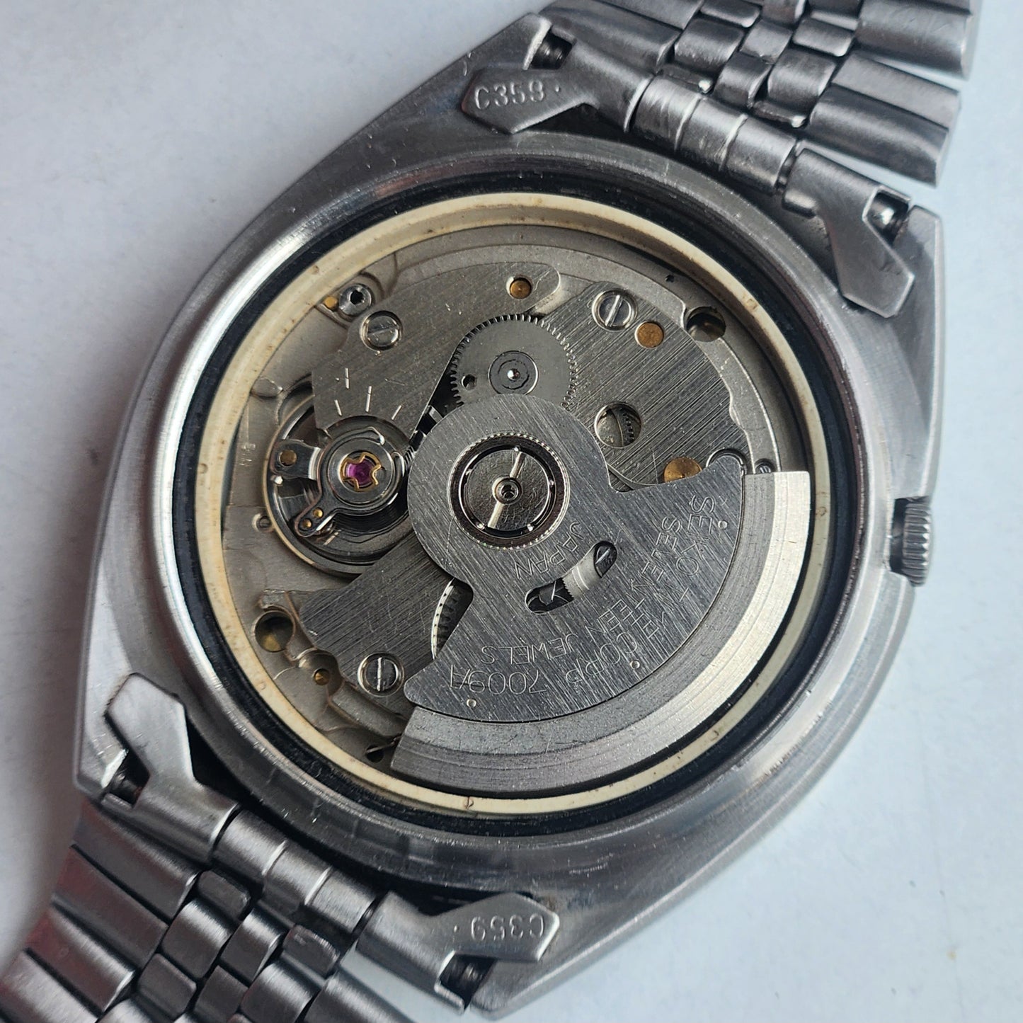 Vintage 1985 Original Seiko 5 Automatic 7009-8740 Golden Face 17 Jewels Day-Date Japanese Men's Wrist Watch EG93
