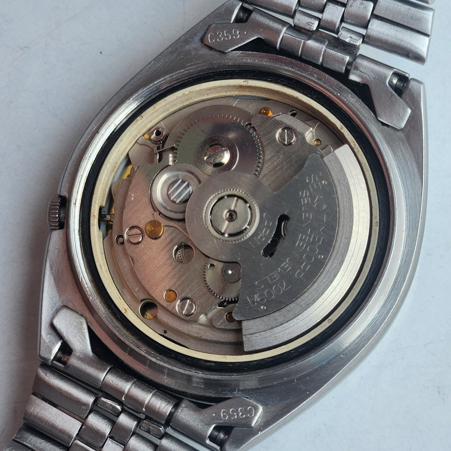 Vintage 1985 Original Seiko 5 Automatic 7009-8740 Golden Face 17 Jewels Day-Date Japanese Men's Wrist Watch EG93