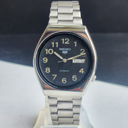 Vintage 1981 Original Seiko 5 Automatic 6309-8660 Black Face 17 Jewels Day-Date Japanese Men's Wrist Watch EG96