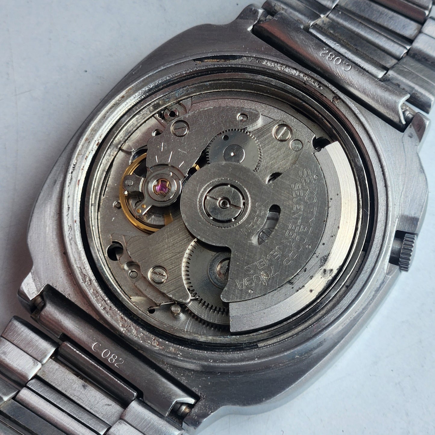 Vintage 1981 Original Seiko 5 Automatic 7009-5190 Black Face 17 Jewels Day-Date Japanese Men's Wrist Watch EG97