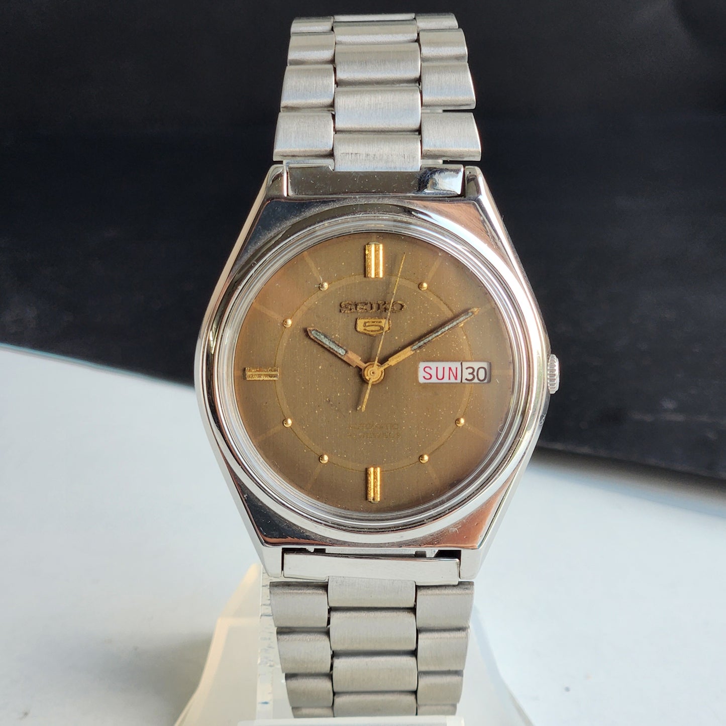 Vintage 1976 Original Seiko 5 Automatic 6309-8970 Brown Face 21 Jewels Day-Date Japanese Men's Wrist Watch EG100