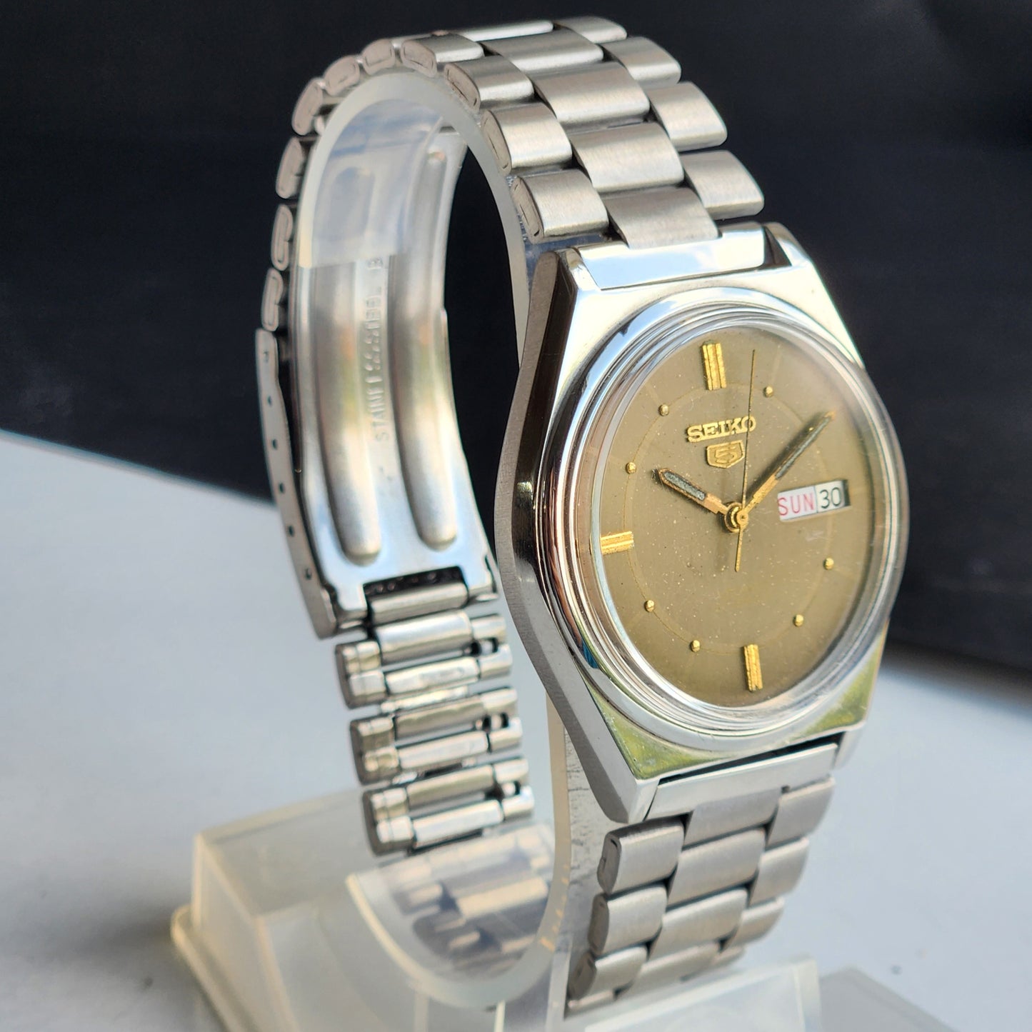 Vintage 1976 Original Seiko 5 Automatic 6309-8970 Brown Face 21 Jewels Day-Date Japanese Men's Wrist Watch EG100