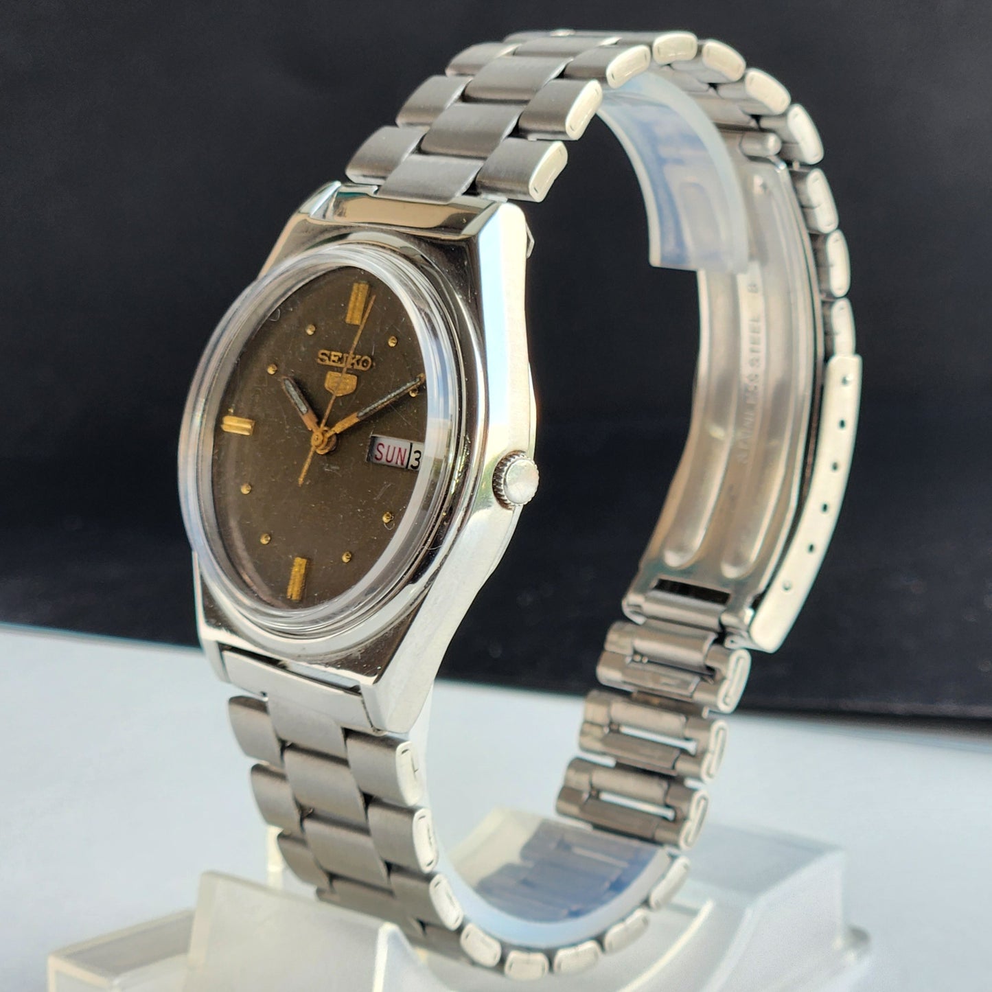 Vintage 1976 Original Seiko 5 Automatic 6309-8970 Brown Face 21 Jewels Day-Date Japanese Men's Wrist Watch EG100
