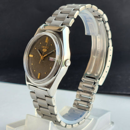 Vintage 1976 Original Seiko 5 Automatic 6309-8970 Brown Face 21 Jewels Day-Date Japanese Men's Wrist Watch EG100
