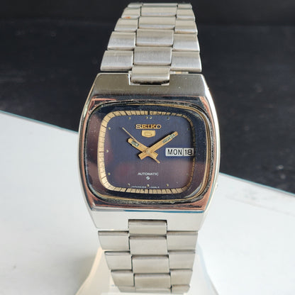 Vintage 1978 Original Seiko 5 Automatic 6309-508A Blue Face 17 Jewels Day-Date Japanese Men's Wrist Watch EG106