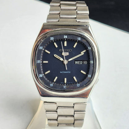 Vintage 1983 Original Seiko 5 Automatic 6309-510A Black Face 17 Jewels Day-Date Japanese Men's Wrist Watch EG113