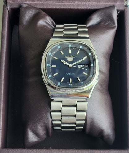 Vintage 1983 Original Seiko 5 Automatic 6309-510A Black Face 17 Jewels Day-Date Japanese Men's Wrist Watch EG113