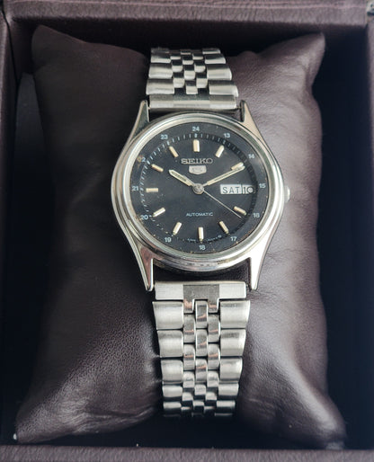Vintage 1983 Original Seiko 5 Automatic 6309-8920  Black Face 17 Jewels Day-Date Japanese Men's Wrist Watch EG123