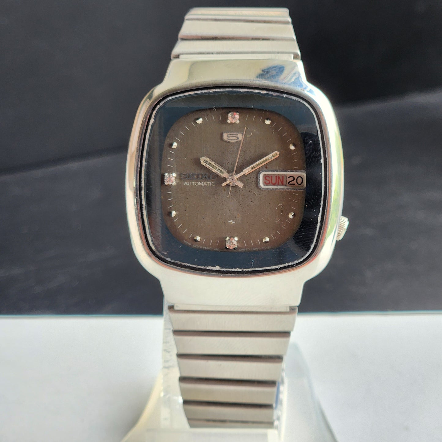 Vintage 1981 Original Seiko 5 Automatic 7009-5150  Black Face 17 Jewels Day-Date Japanese Men's Wrist Watch EG130