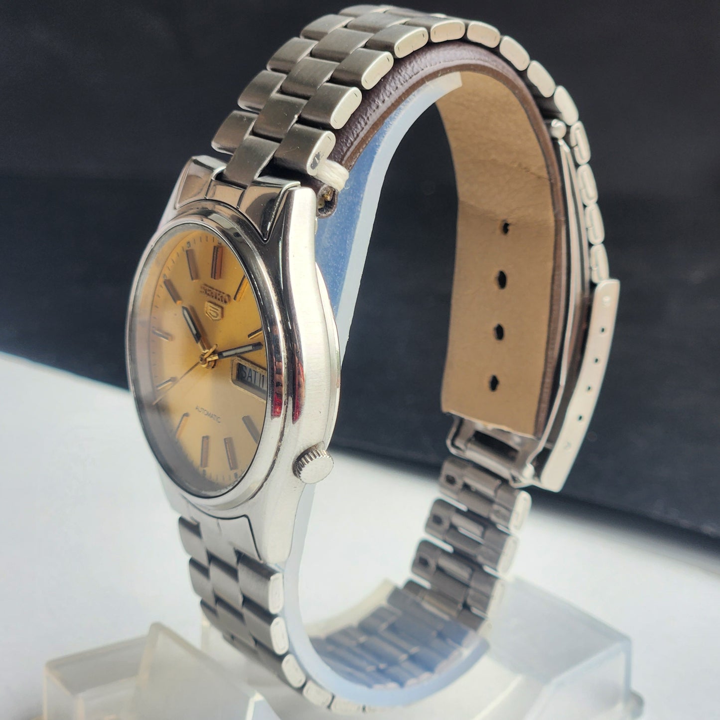 Vintage 1979 Original Seiko 5 Automatic 7009-3101 Golden Face 17 Jewels Day-Date Japanese Men's Wrist Watch EG135